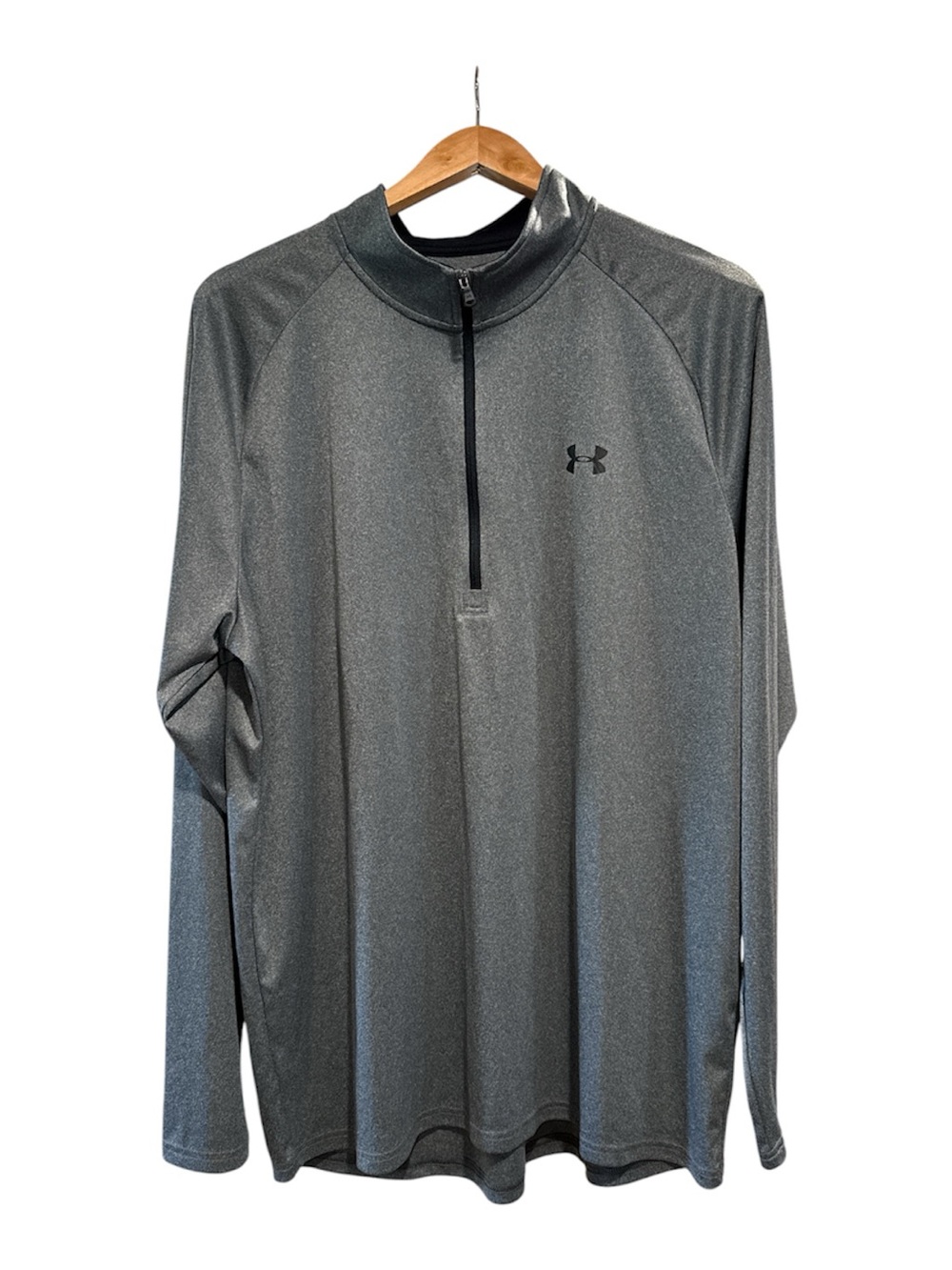 Under Armour Men’s Long Sleeve Shirt Partial Zip Grey Loose HeatGear 2XL Used